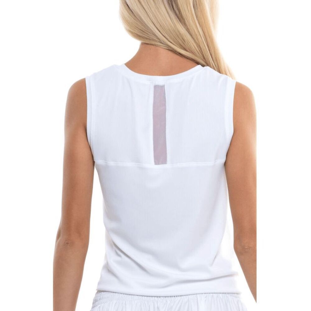 Lucky in love women’s ribbed white tennis twist front top size large NWOT - Picture 2 of 8